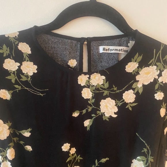 REFORMATION Rosella GAVIN Cap Sleeve Cutout Back High Slit Midi Dress - Picture 3 of 5